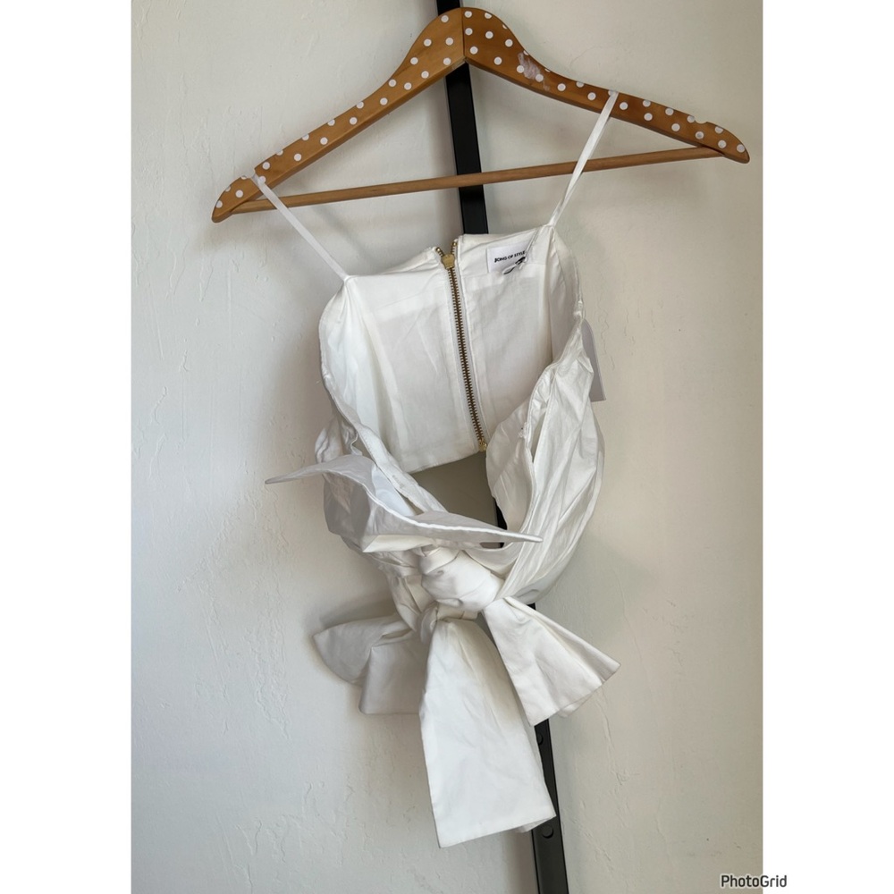 Revolve Song Of Style Olsen White Bow Top Small New Tags - Picture 2 of 4